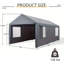 Abri d'auto 10 x 20 pi robuste avec cadre en acier renforcé, parois latérales et portes amovibles, pavillon imperméable-113508421