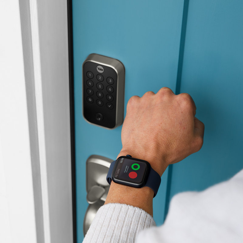 Black Suede Wi-Fi Smart Door Lock with Keypad and Voice Control