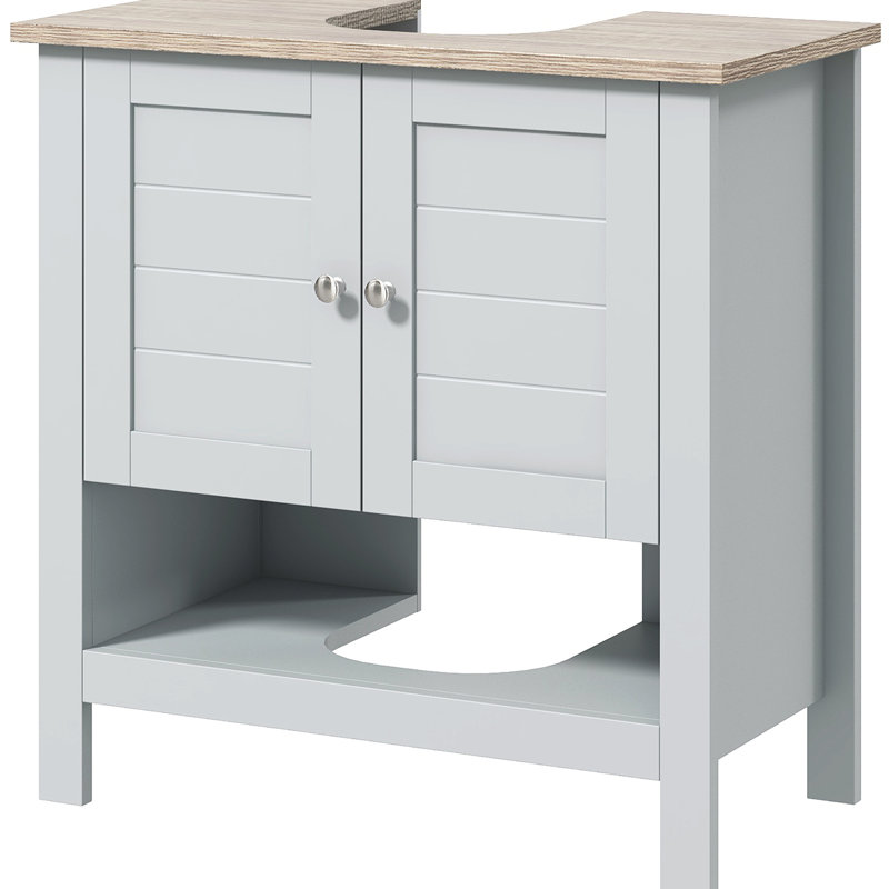 Armoire de salle de bain sous le lavabo, gris avec tablette réglable pour le rangement de meuble-lavabo peu encombrant, gris, mieux