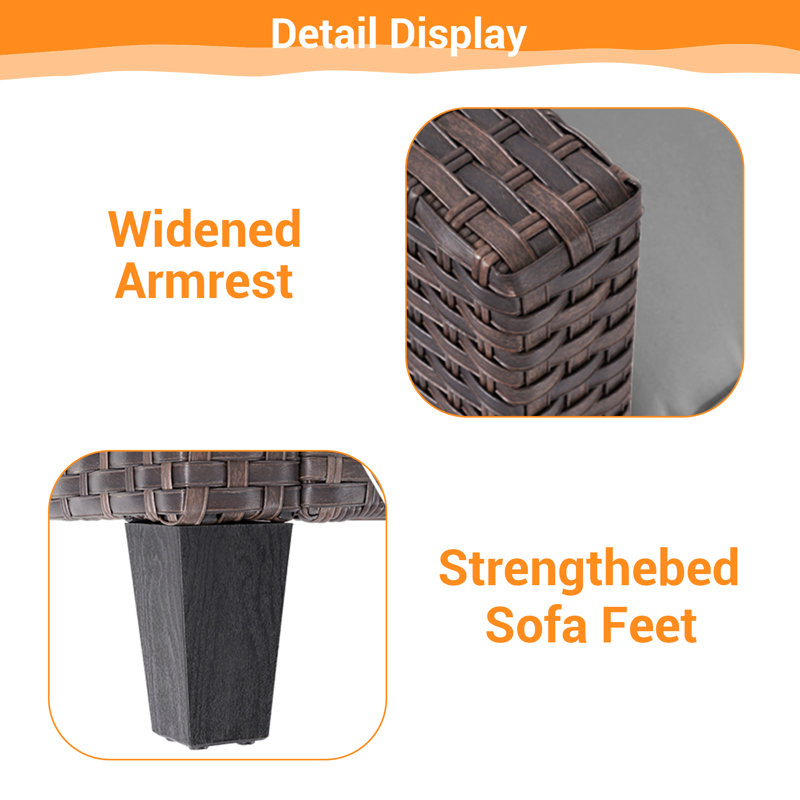 Adey 5 - Person Patio Conversation Set with Cushions, Linen Gray, Brown