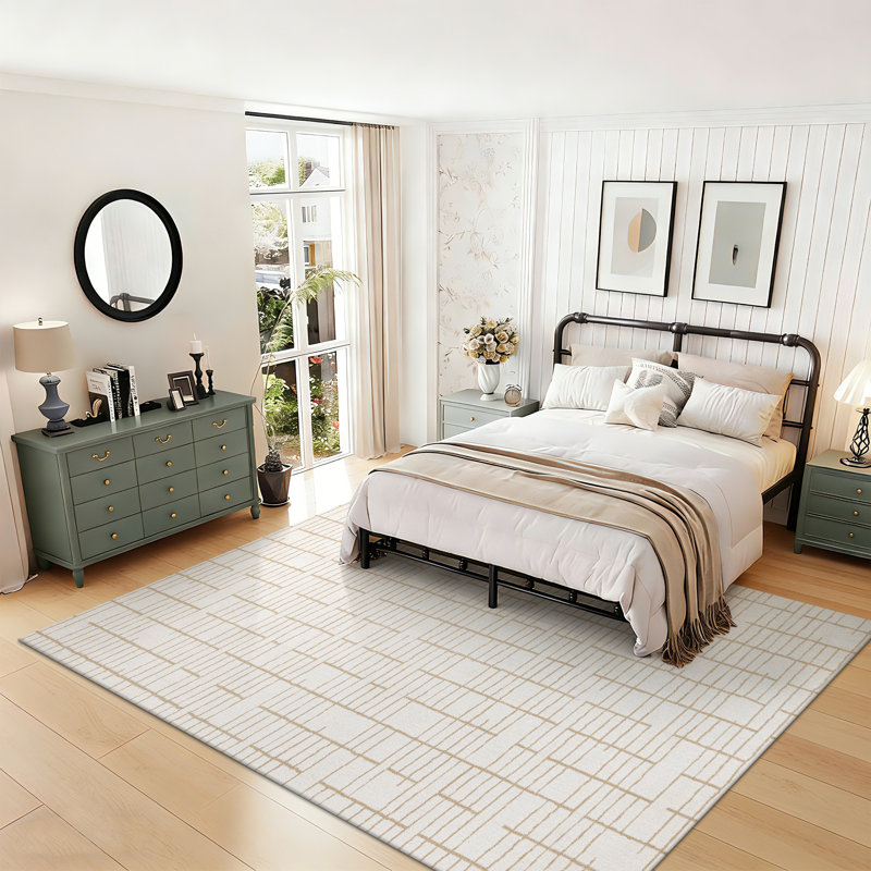 Hand Tufted Wool Geometric Area Rug, Rectangle 5'3" x 7'11"