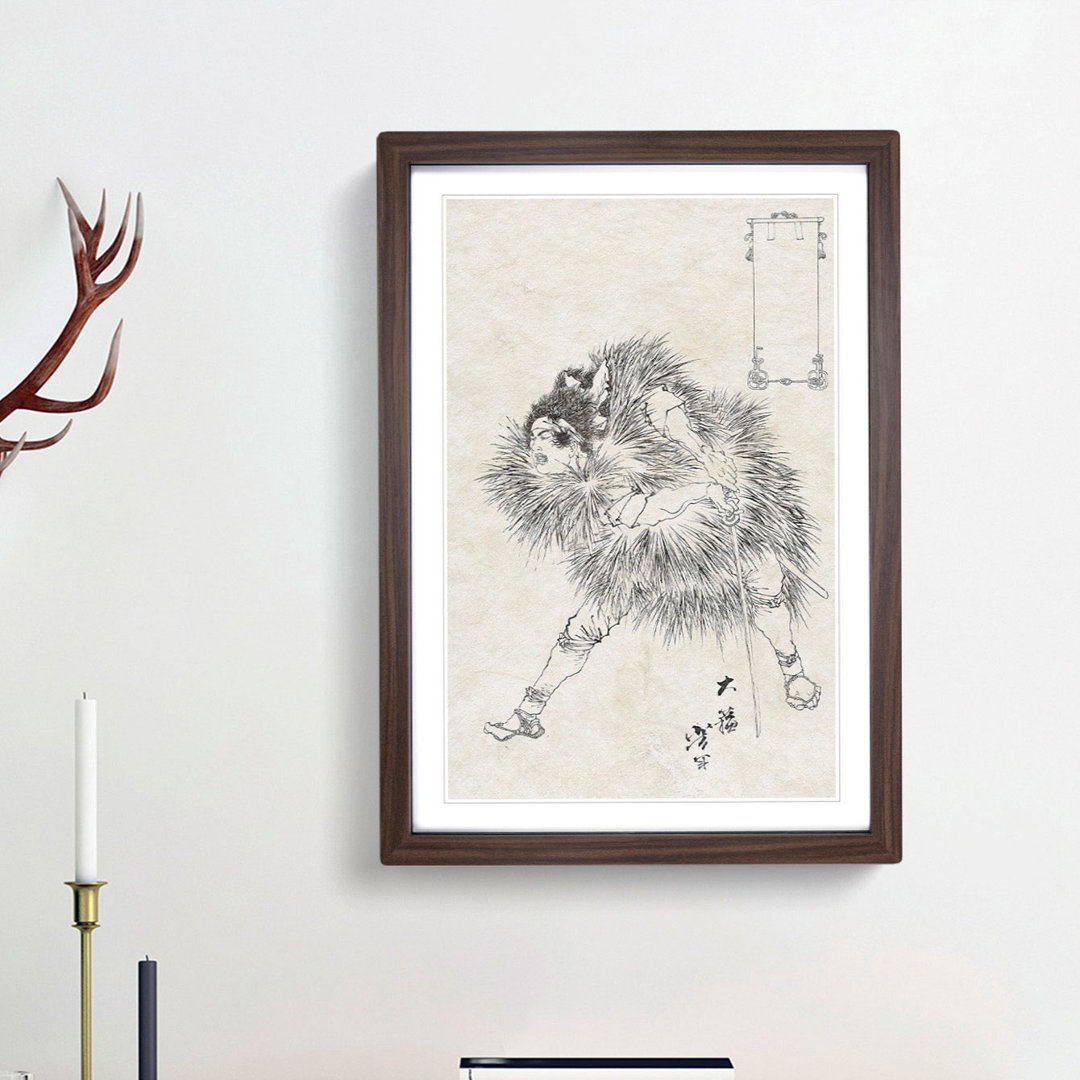 Sketch of a Warrior by Tsukioka Yoshitoshi - Picture Frame Drawing Print