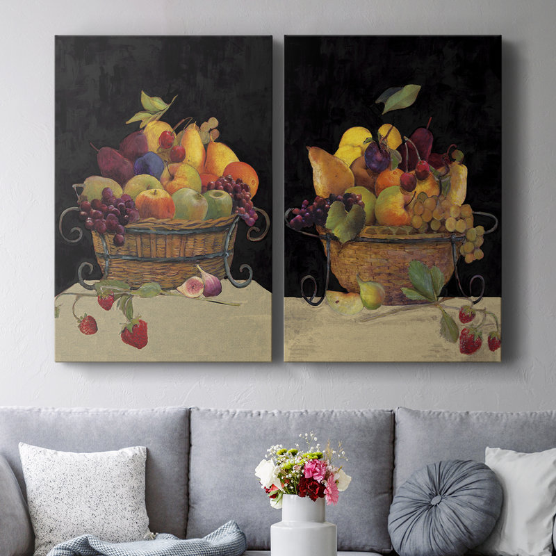 Panier de fruits I Revisit - Toile tendue avec châssis de qualité supérieure - Prêt à être accroché, H 18 po x l 24 po