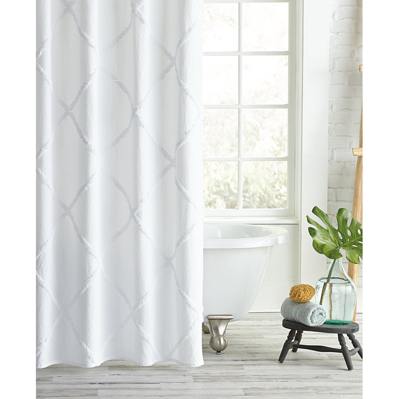 Rideau de douche simple 100% coton , Blanc
