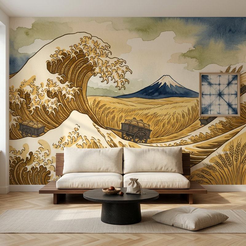 Adhésif japonais Mount Fuji, 120 po x 96 po, Peler et coller