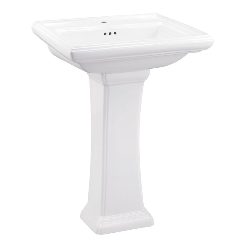 Logan 28'' Tall White Vitreous China Rectangular Pedestal Bathroom Sink with Overflow, Single