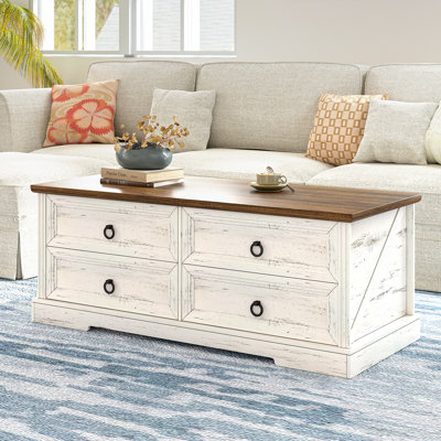 Rustic Wood Coffee Table With Drawers