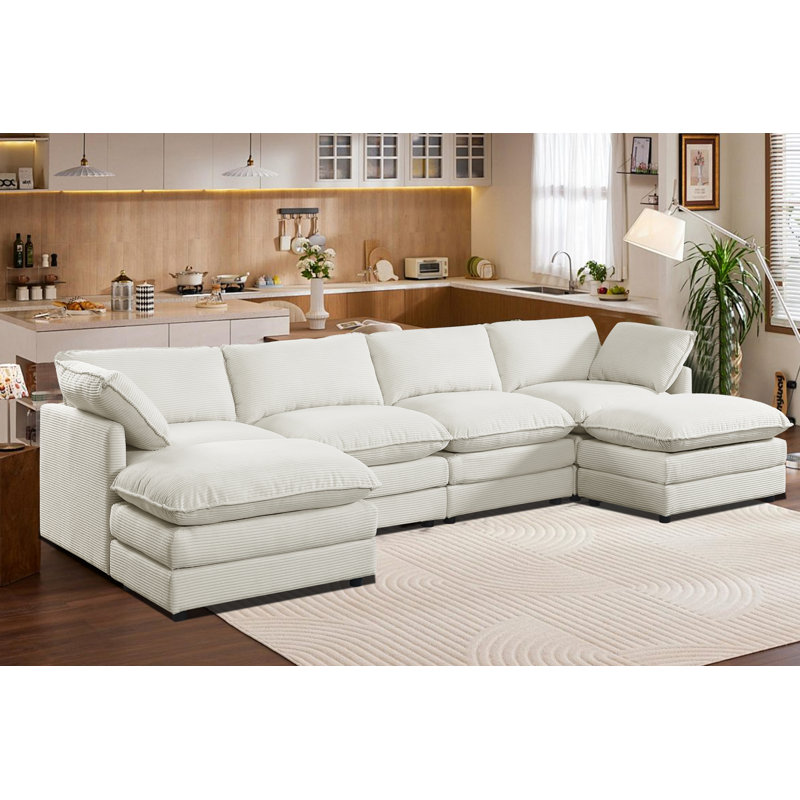 Canapé modulaire 142 po avec canapé-lit modulaire 142 po beige, Beige