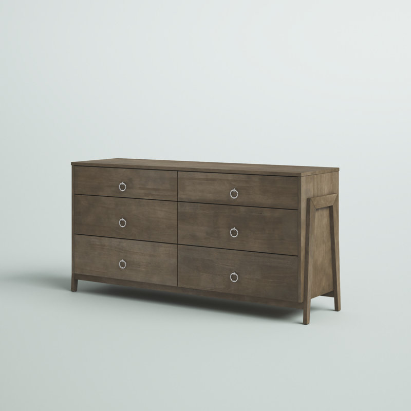 Commode double 6 tiroirs Selzer, Gris anthracite clair