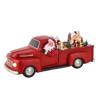 Camion rouge 14 "animé nostalgique - Père Noël blanc