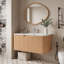Ensemble de meuble-lavabo simple flottant 30 po avec tiroir en céramique blanc à finition en bois naturel