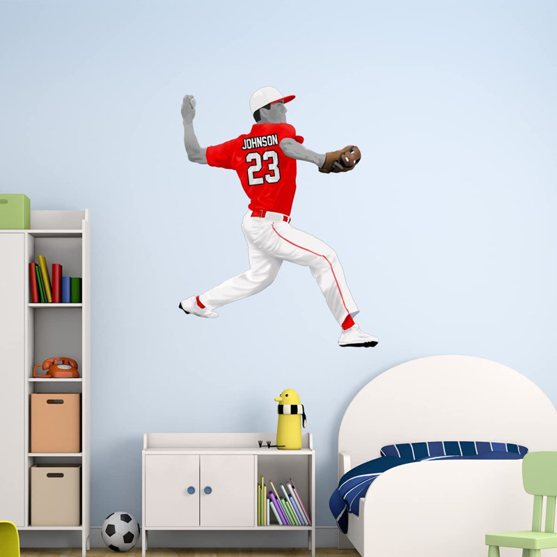 Adhésif décoratif baseball, H 17 po x l 13 po, Rouge, Oui