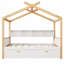 Lit de maison en bois avec cadre de couleur bois original avec lit gigogne et bibliothèque-582318851