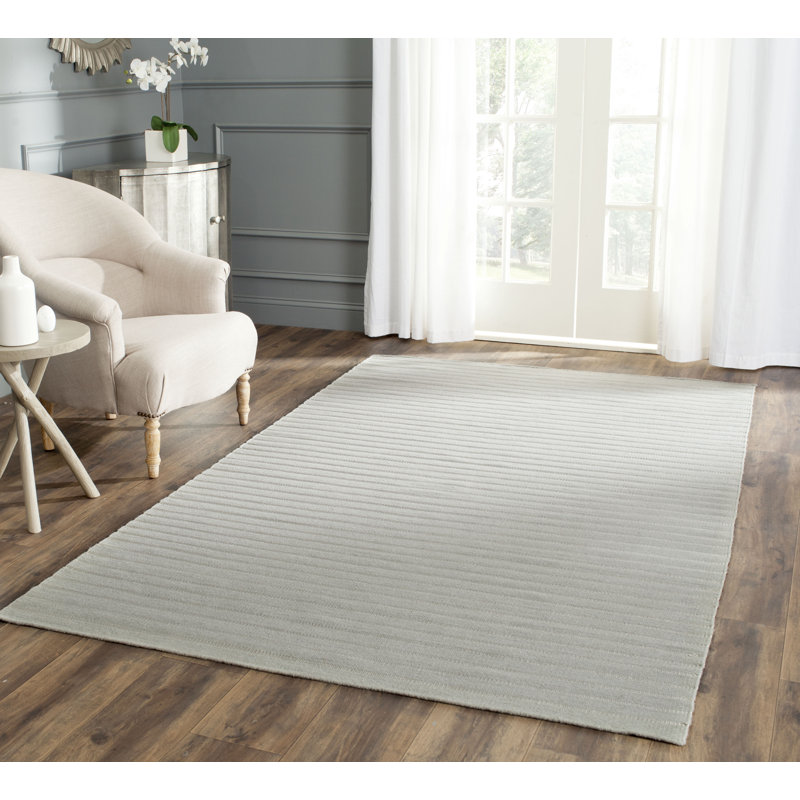 Rodgers Hand Woven Flat Weave Wool Striped Rug, Rectangle 5' x 8'