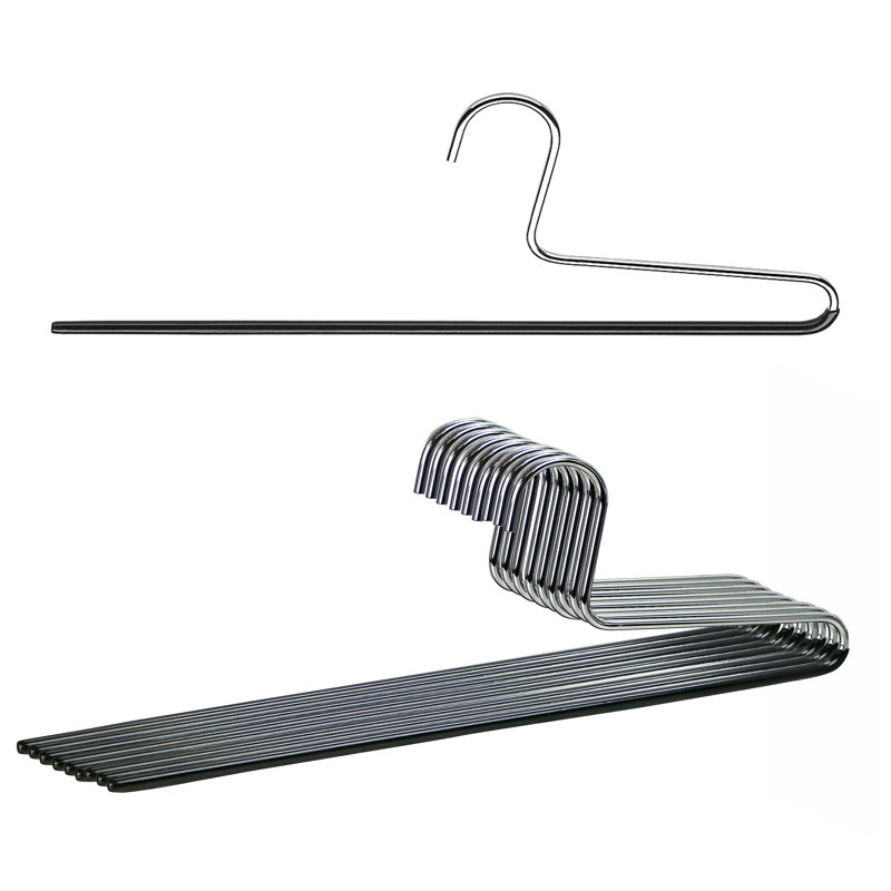 Single Rod Metal Non-Slip Hanger, Black