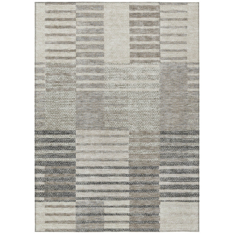 Aleid Washable Striped Indoor / Outdoor Rug, Rectangle 10' x 14'