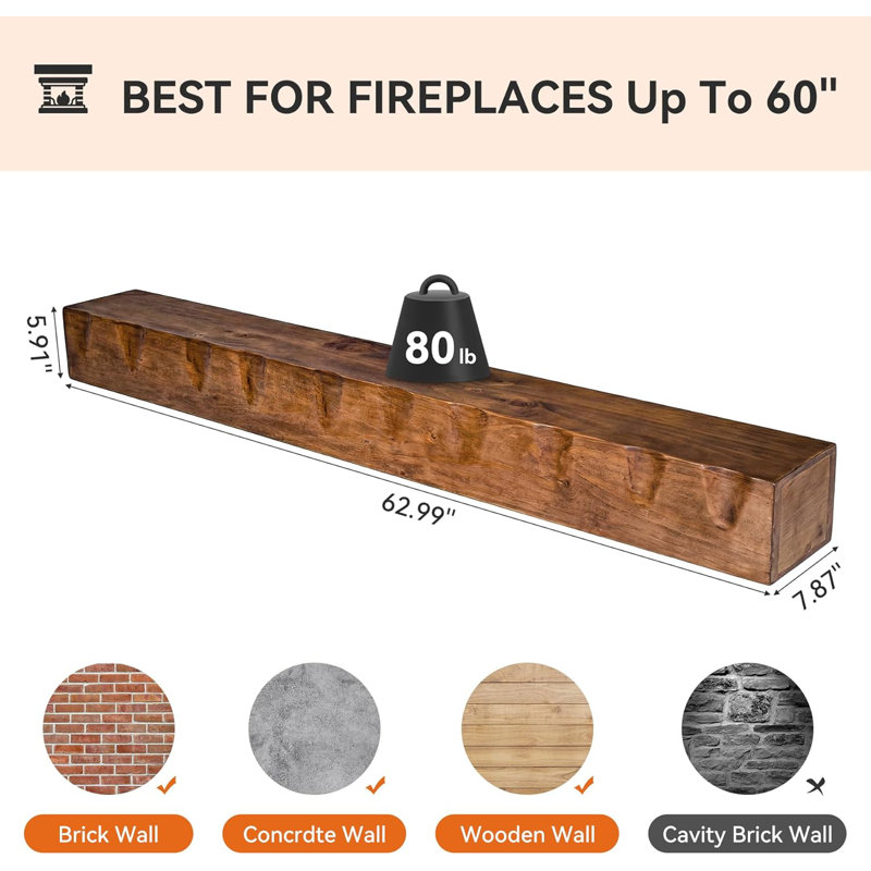 Solid Wood Fireplace Shelf Mantel