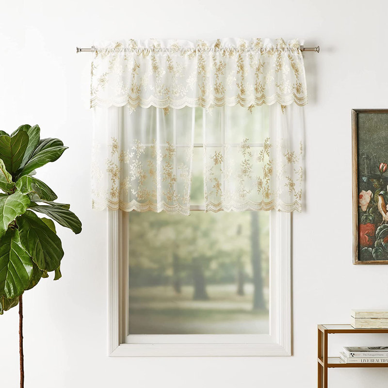 Scribner Floral Swag Kitchen Curtain, Gold