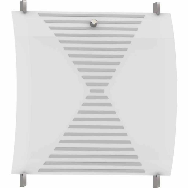 2-Light Fluorescent Brushed Nickel Wall Mount Sconce with Hand Sandblasted Glass in Silkscreen Pattern