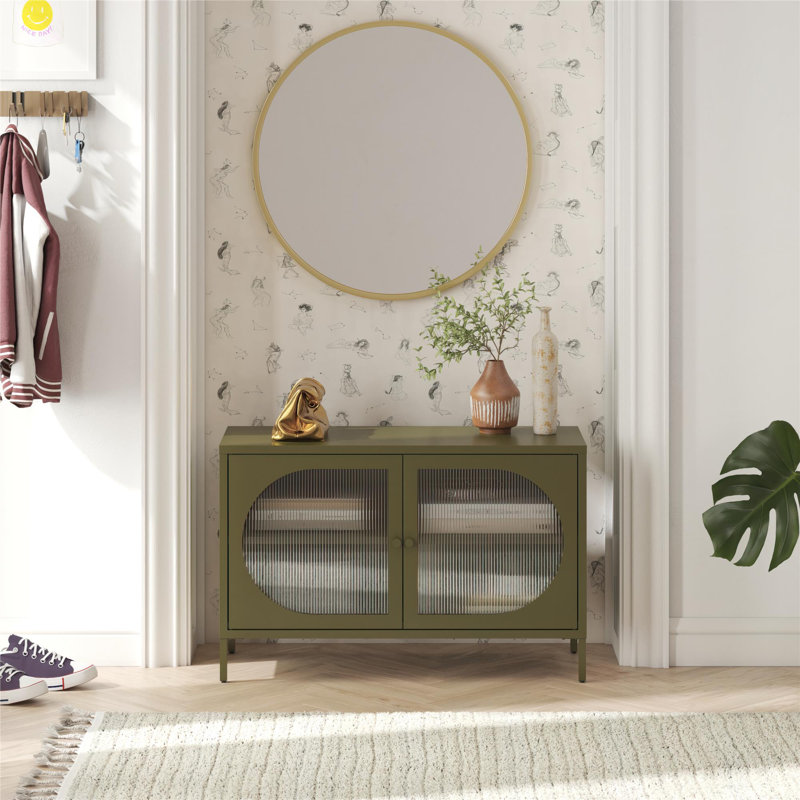 Armoire d'appoint haute 25,2 po avec verre cannelé Luna, Lilas