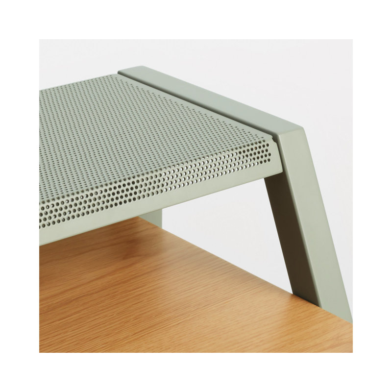 Cant Solid Wood Writing Desk, Gray Green/White Oak