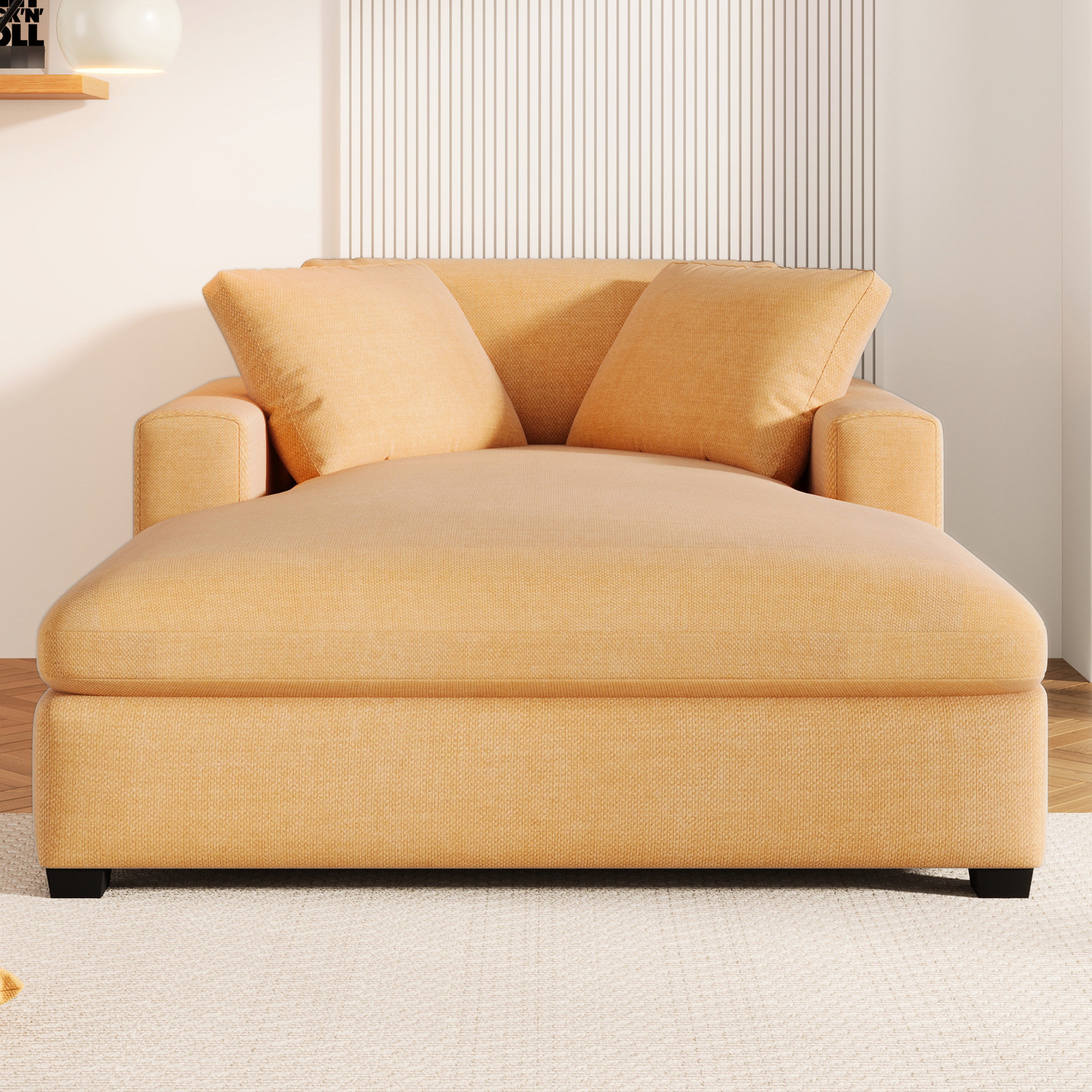 Latitude Run® Chaise Lounge In Beige - Solid Wood Legs & Fabric With ...