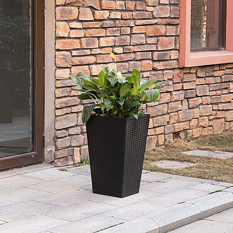 Set of 3 Tall Planters with Drainage Hole, Outdoor Flower Pots, Indoor Planters for Porch, Front Door, Entryway, Patio and Deck
