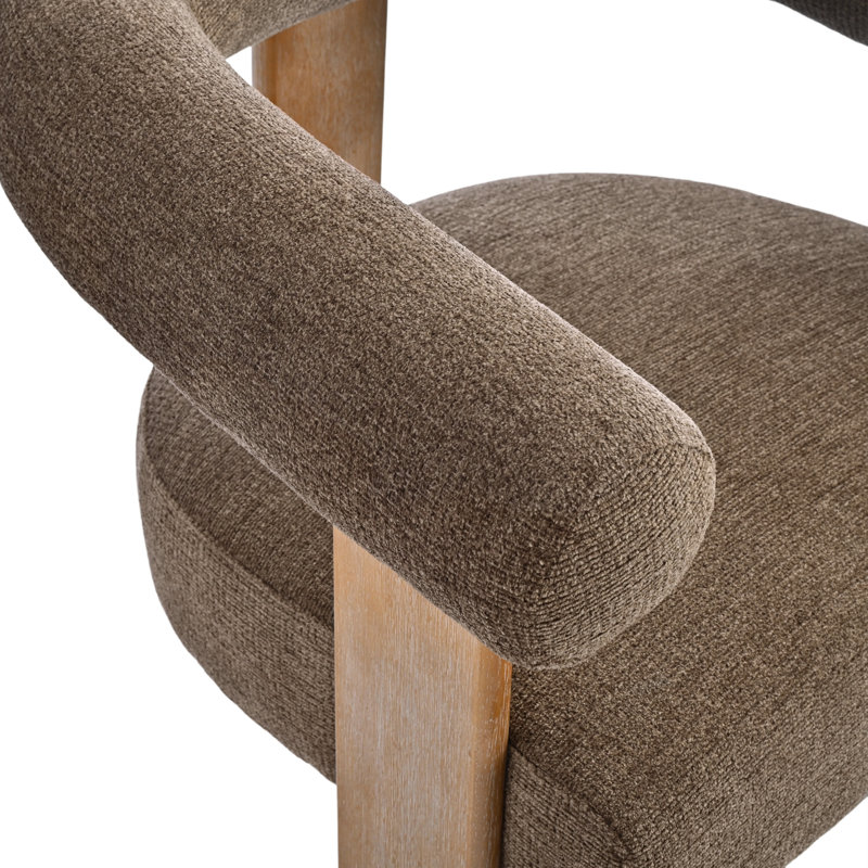 Chaise avec accoudoirs rembourrée Mamanbai, Brun