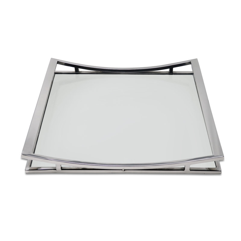 Plateau miroir carré, Argent argent