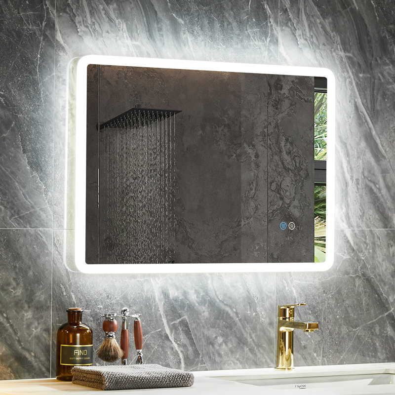 Bathroom Mirror with Led Lights, Anti-Fog, Wall Mounted, Dimmable, Horizontal/Vertical, 28" x 20"