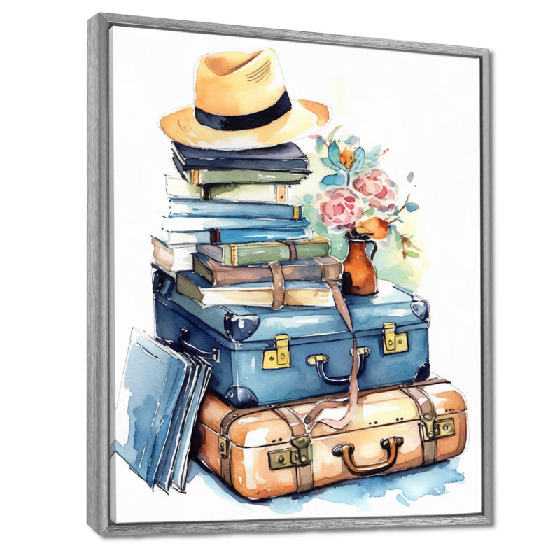 Voyage aventure I - Art mural campagne pour le salon, H 40 po x l 30 po x P 1,5 po, Cadre argenté flottant