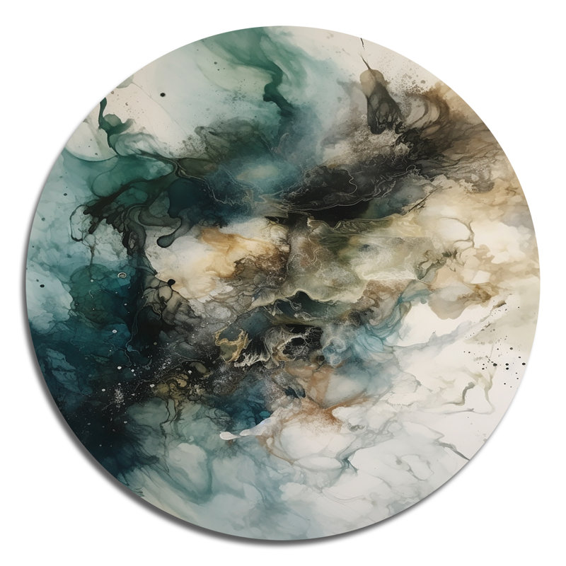 Inner Worlds of Marble II - Art mural rond abstrait géométrique en métal, H 36 po x l 36 po x P 1 po