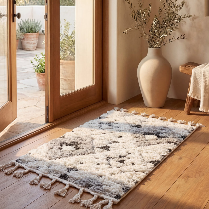 ImraanMoroccan Tassel Shag Performance Geometric Rug, Rectangle 2' x 3'
