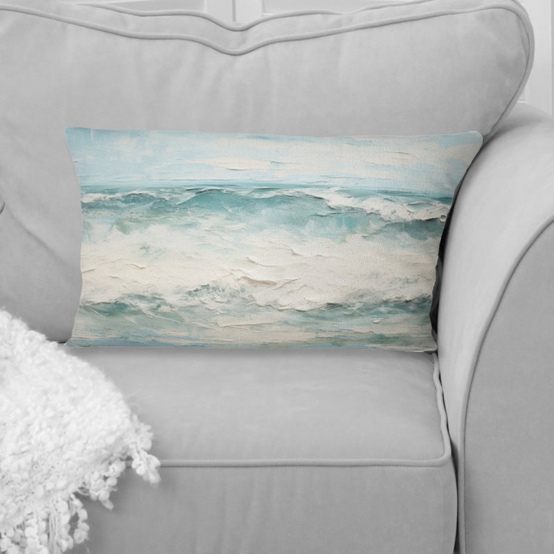 Coussin Minimalisme Wave Horizon I - Imprimé océan côtier