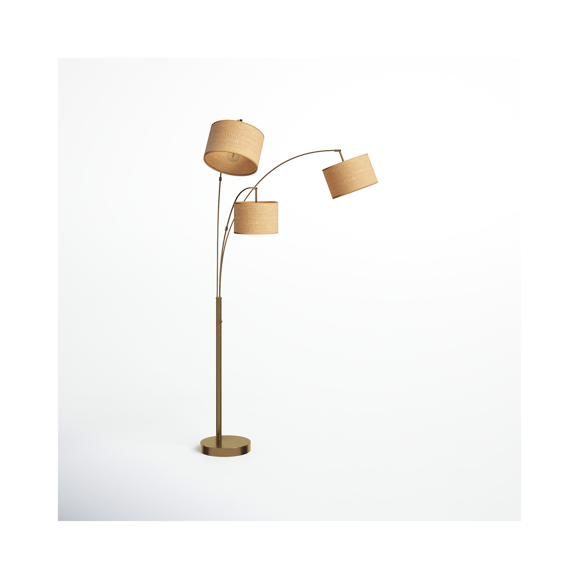 Felice 74'' Floor Lamp, Natural/Beige, Antique Brass