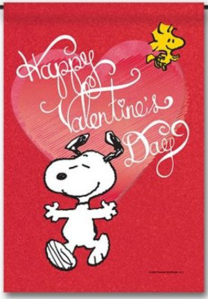 Drapeau de jardin Peanuts Snoopy Happy Valentine's Day 12 po x 18 po