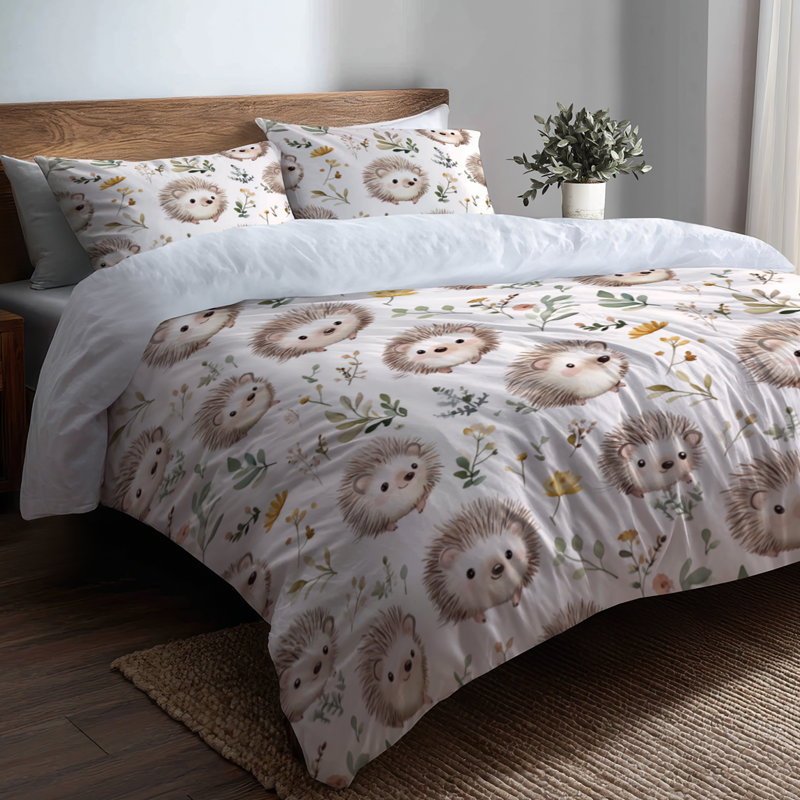 Ensemble d'édredon 6 pièces Kids Kids - Mignon petit hérisson avec taies décoratives et coussins décoratifs