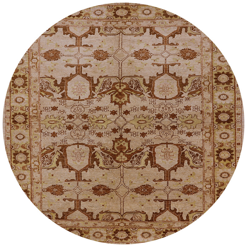 Tapis brun à motif oriental, Rond 7 pi