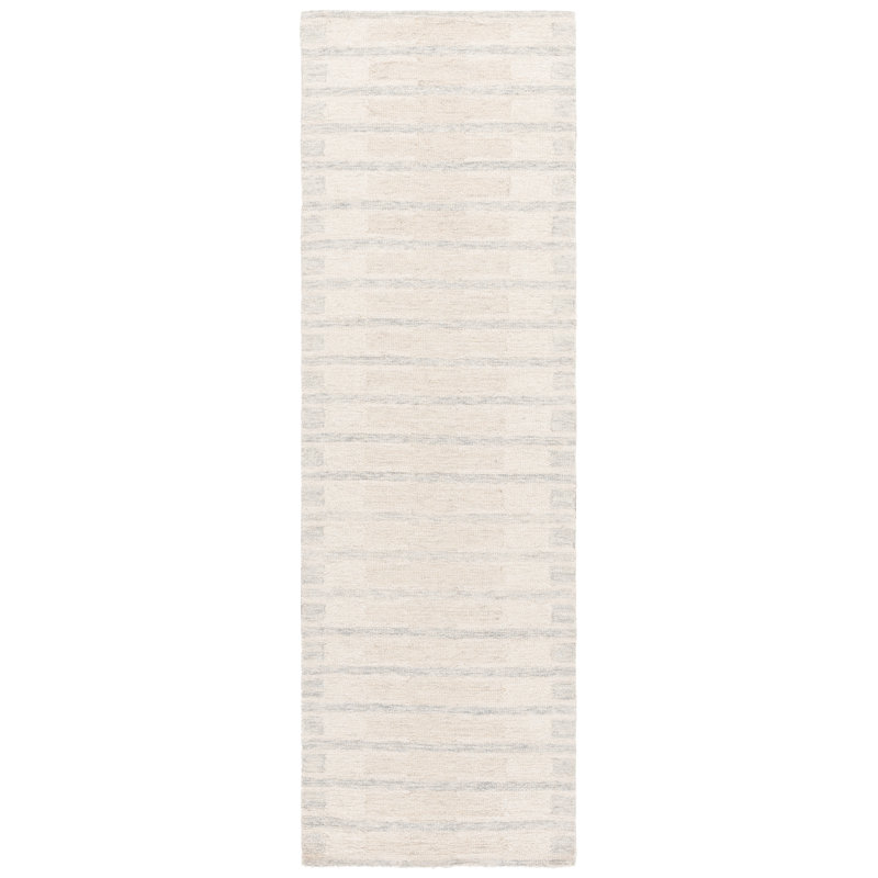 Liset Ebony Hand Tufted Wool & Cotton Striped Rug, Runner 2'3" X 8'