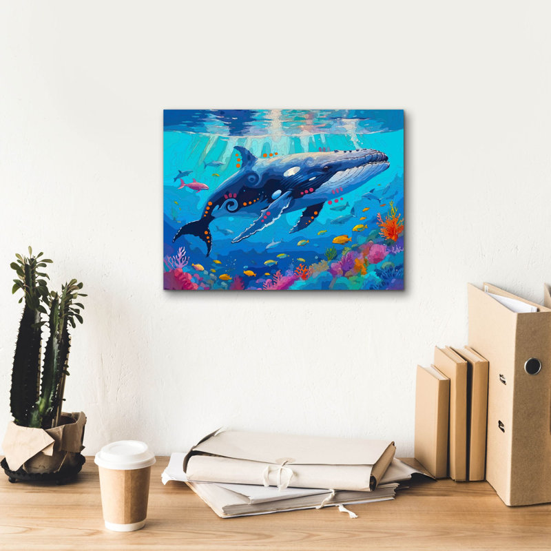  «Happy Humpback» par Dean Russo, art mural sur toile, 16 po x 12 po, H 12 po x l 16 po