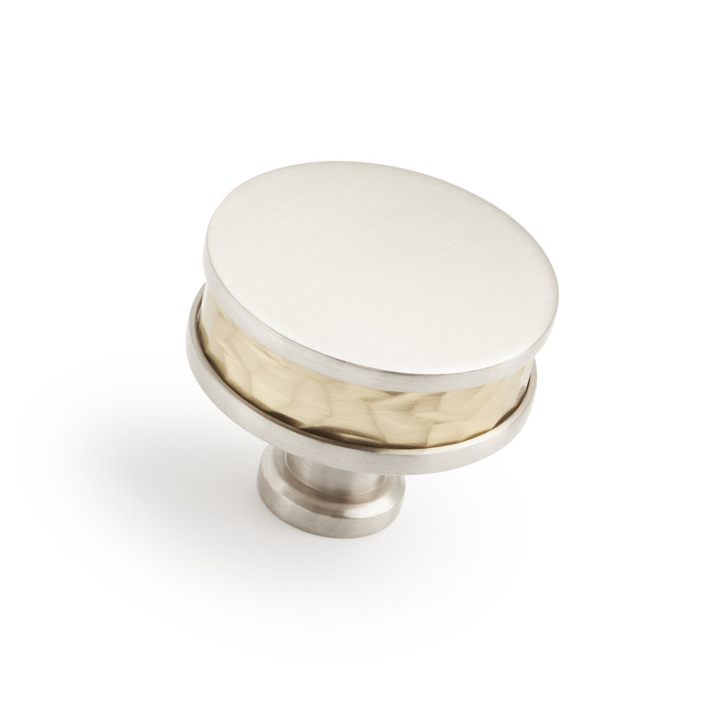 Poignée d'armoire ronde 1-1 / 2 "Lazzara, Nickel satiné / champagne doré
