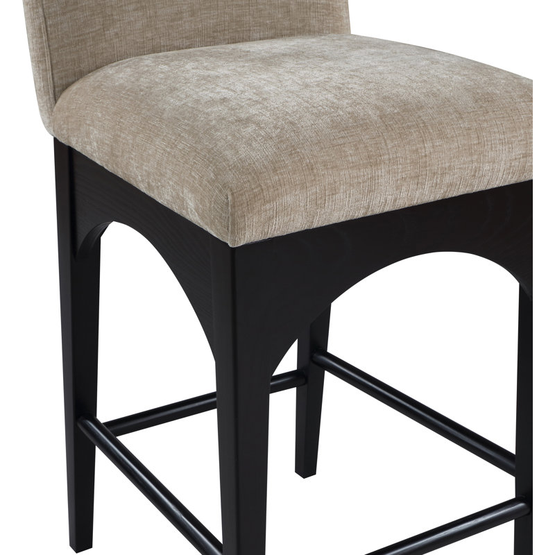 Tabouret de comptoir Waldorf, Noir, noir, noir, noir, Chenille beige