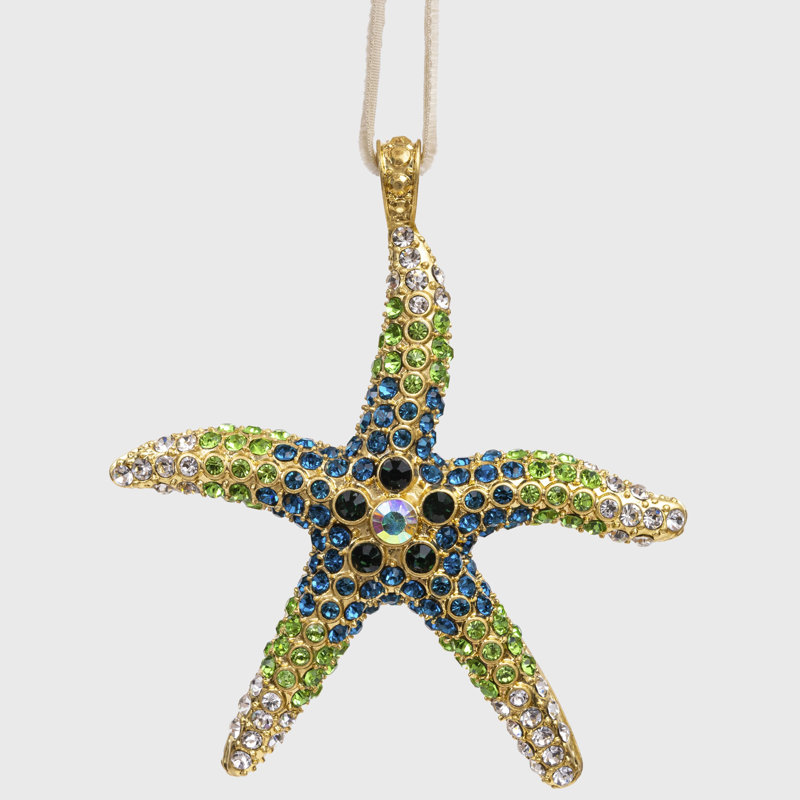 Starfish 2.5'' Animals Hanging Figurine Ornament, Green;Blue
