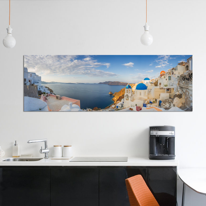 «Oia Sunrise Santorini Grèce I», impression sur toile, H 12 po x l 36 po x P 1,5 po, Toile tendue