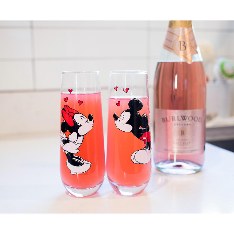 Ensemble de 2 flûtes en verre Mickey et Minnie