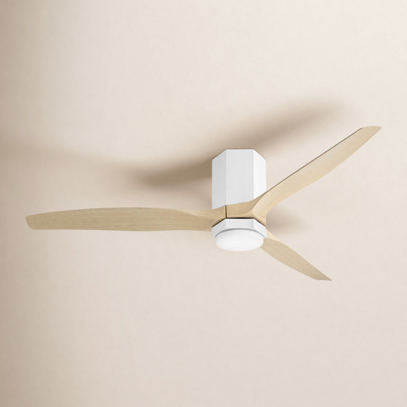 Brocken Ceiling Fan with LED Lights, 52", Matte White/Natural