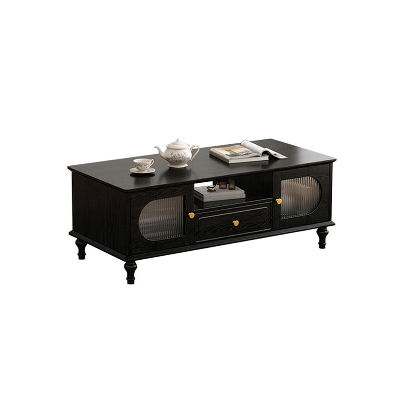 Table basse en bois d'hévéa de style rétro français
