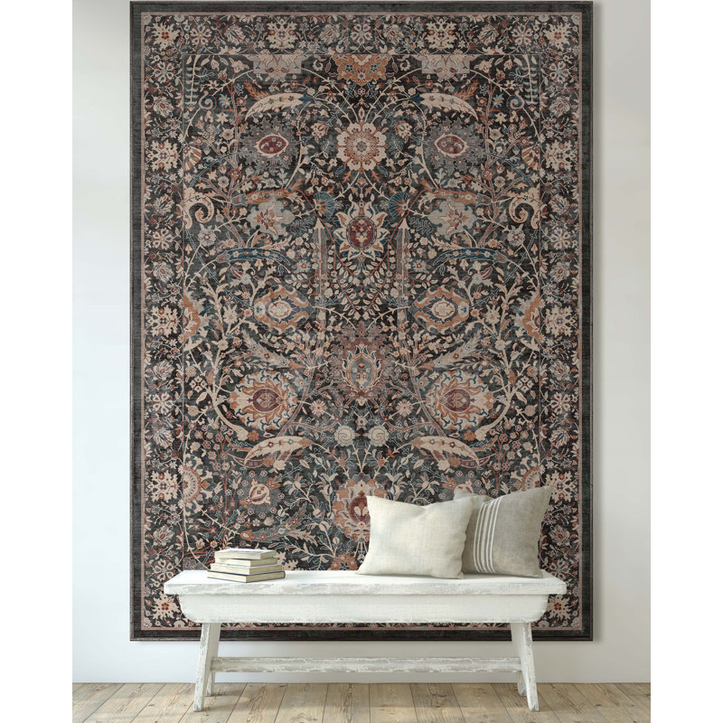 Tapis gris anthracite à tissage plat Ervin Liana, Rectangulaire 2 pi x 3 pi