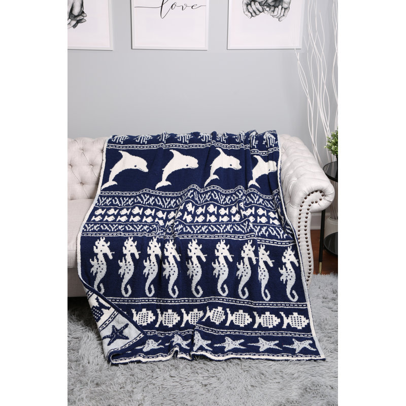 Nautical Pattern Luxury Soft Throw Blanket - NAVY
