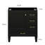 Meuble-lavabo noir 30 po. Armoire de rangement abondante - 1 porte à fermeture douce et 3 tiroirs-750044827